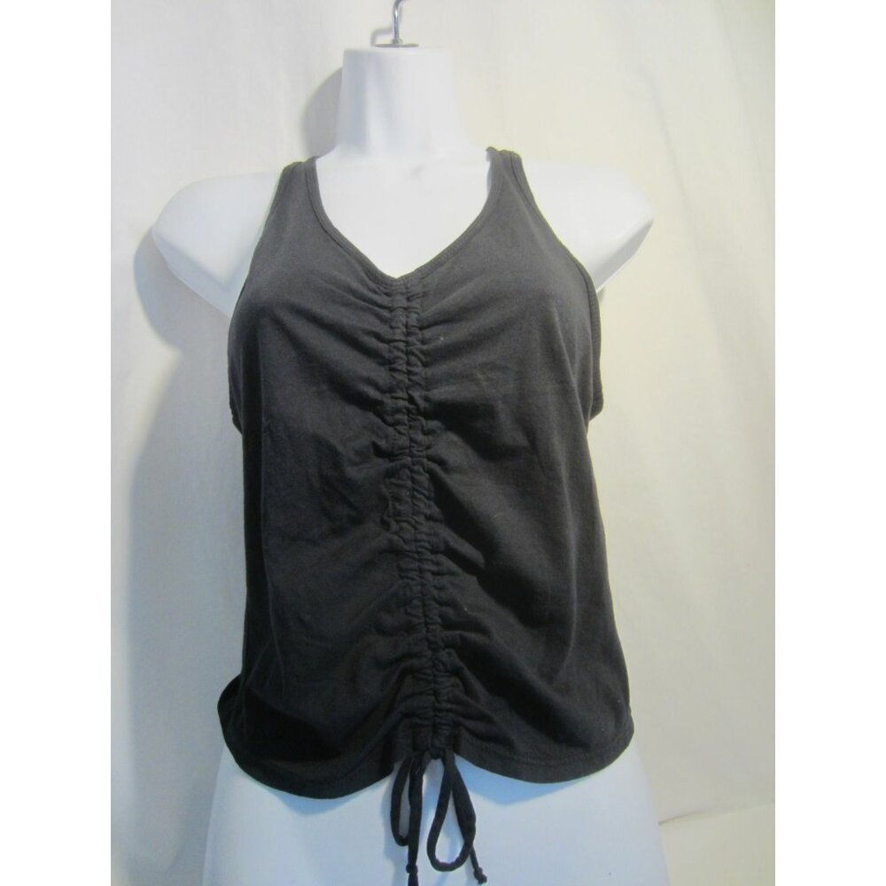 COMUNE black racerback tank top ruching Women S NWT $38